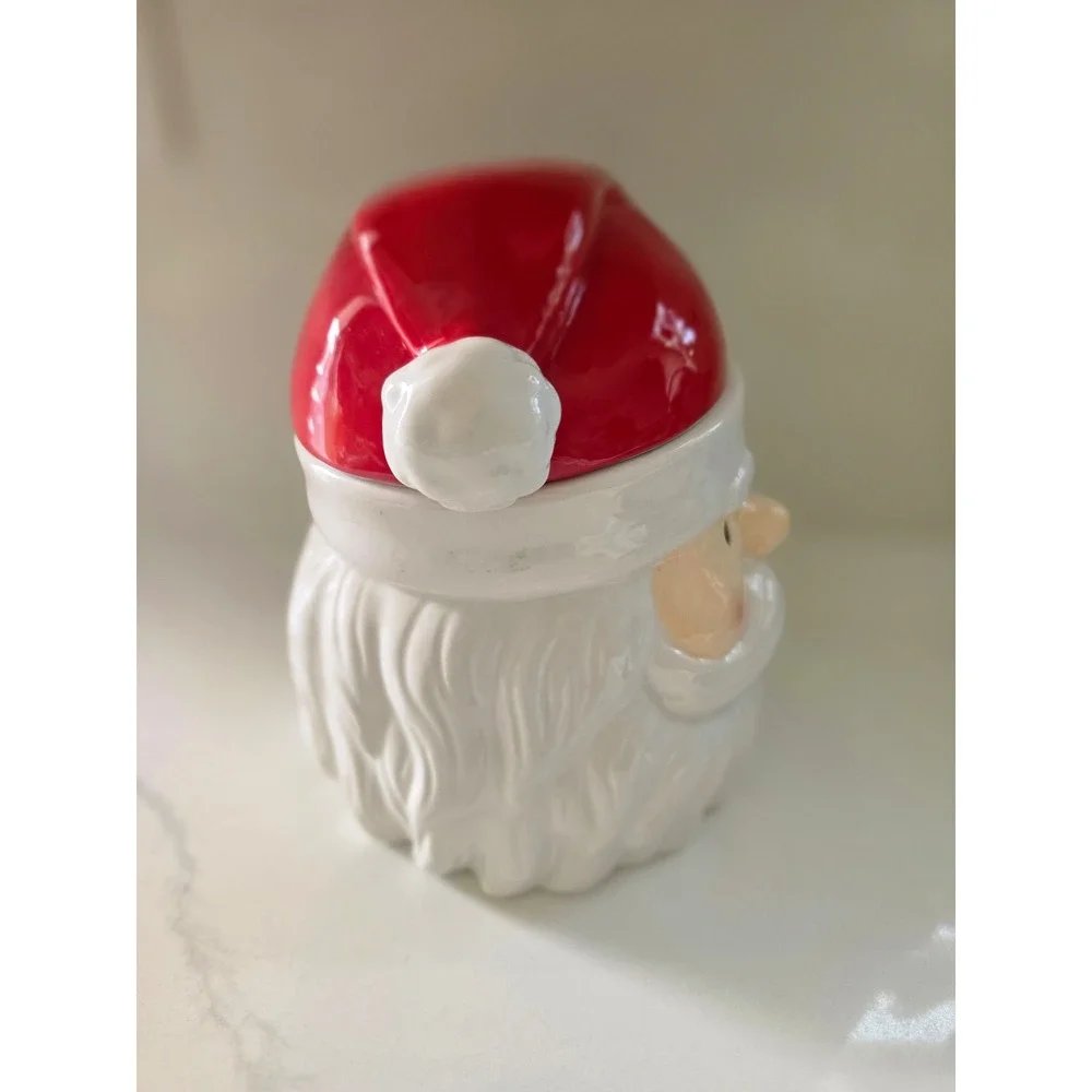 Member's Mark Santa Claus Head Ceramic Cookie Jar Christmas Holiday‎ Decor Red